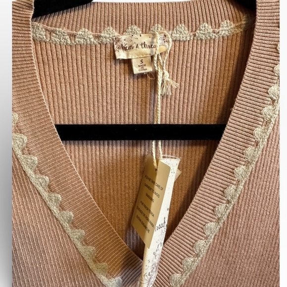 Hem & Thread Tan V-Neck Sweater - Picture 3 of 3